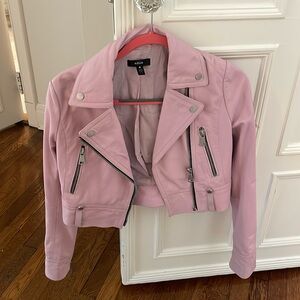 Aqua- pink Faux leather jacket